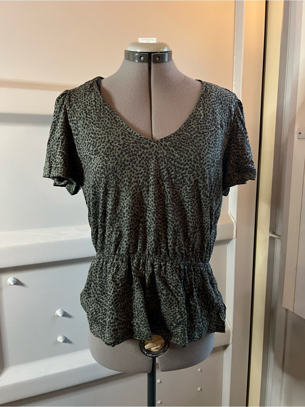 Lucky Brand Leopard Print Green Shirt